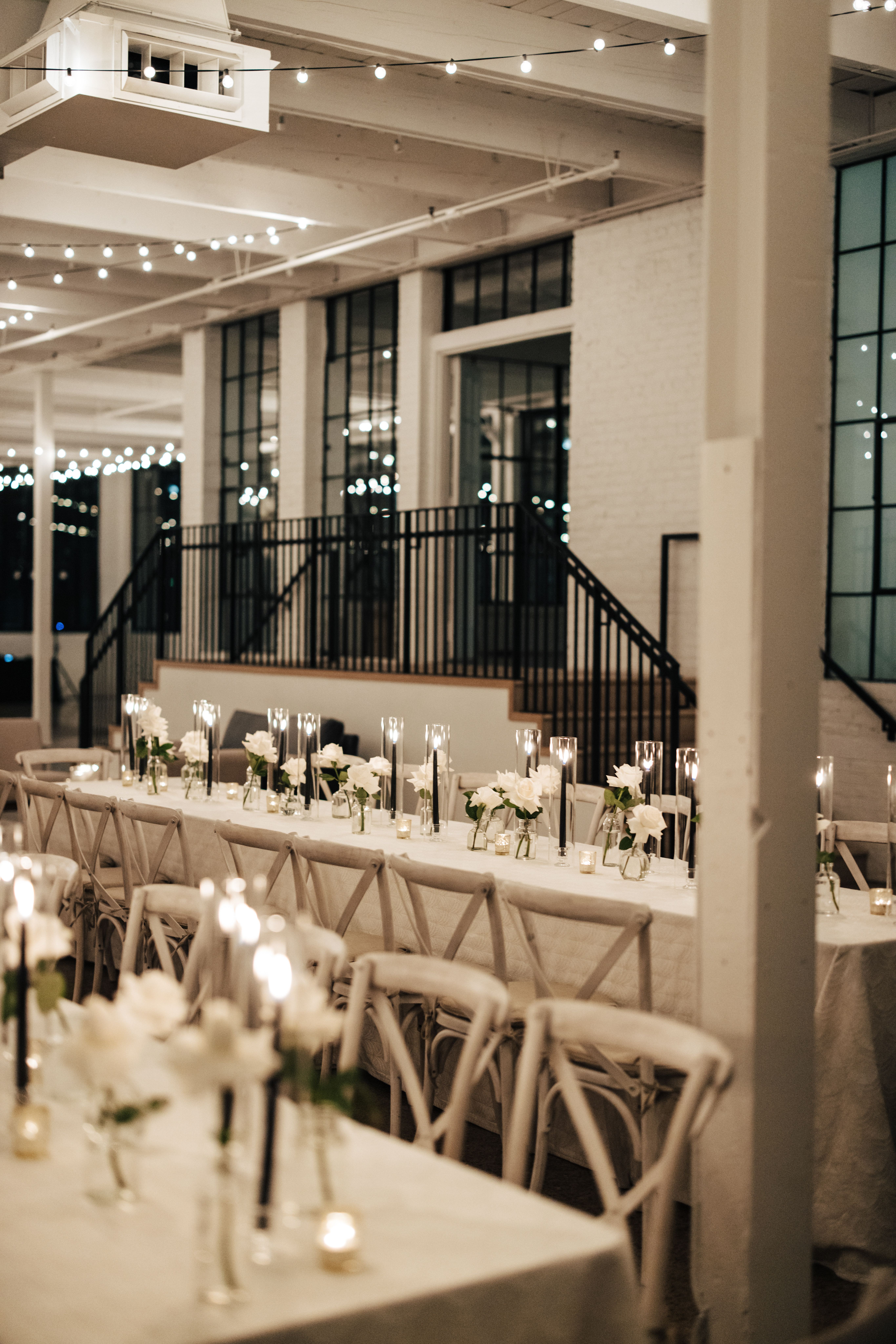 Modern wedding reception at The Whim near Minneapolis with full-service catering