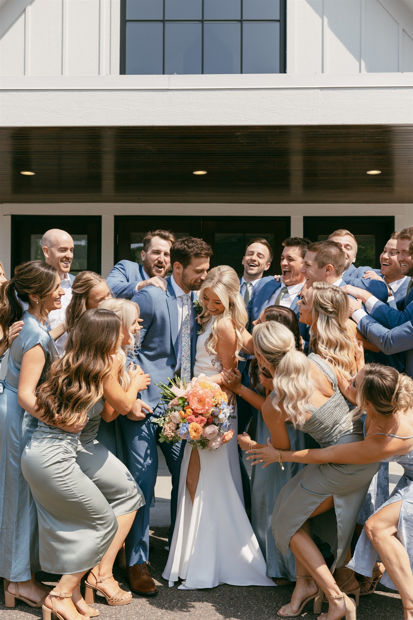 Elegant wedding ceremony at Hutton House in Minnesota courtyard